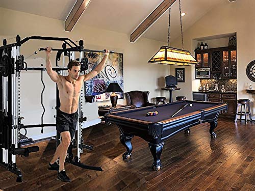 MiM USA Complete Set of Functional Trainer Smith Machine Power Cage & Adjustable Weight Bench All-in-One Ultimate Home Gym Strength Solution SM+FT 1001 Pro - Thumbnail 5