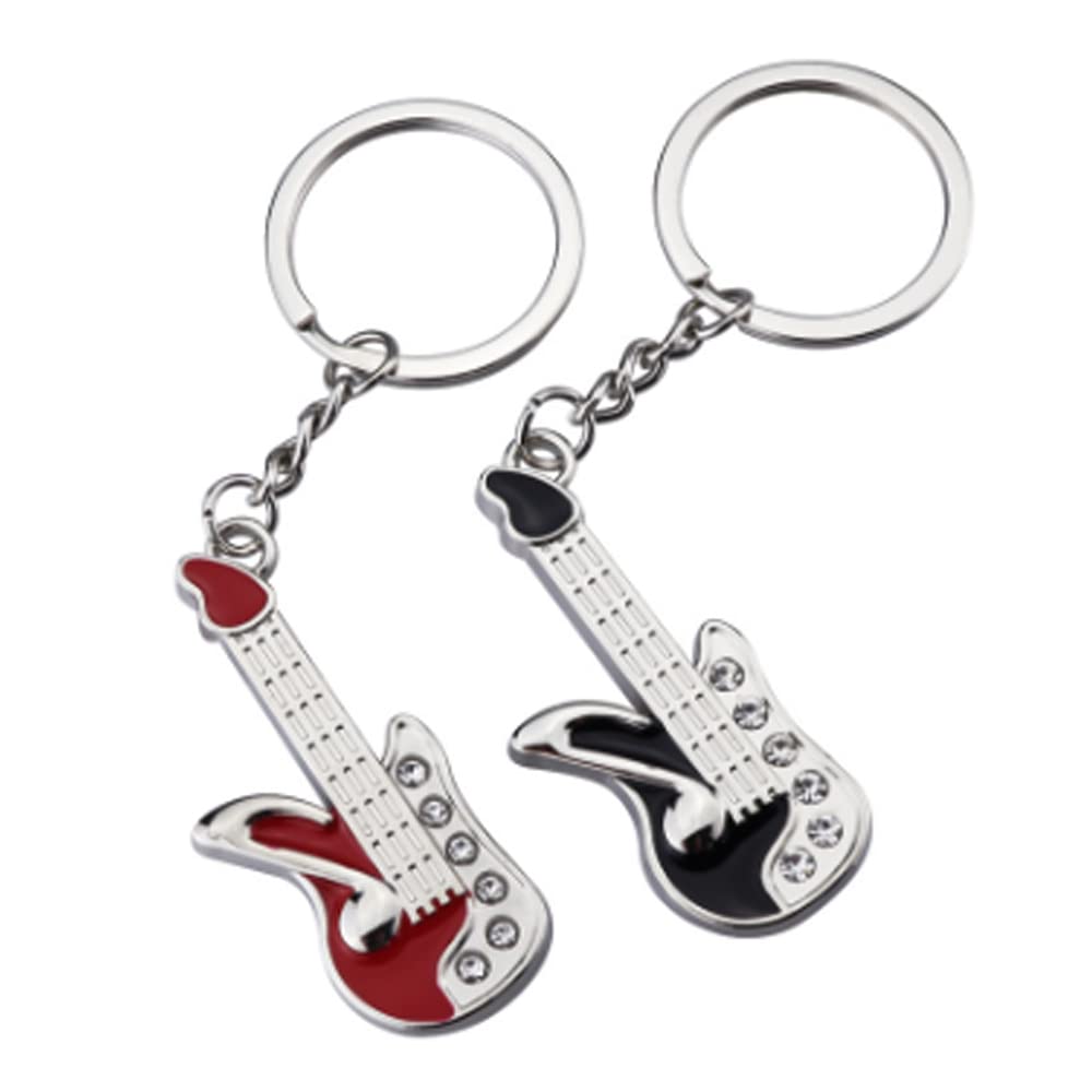 ARFUKA 2pcs Keyring Guitar Pendant Keychain Set Metal Key Ring Charm Jewellery Christmas Birthday Gift Keyrings Key Chain Key Ring Holder for Men and Women