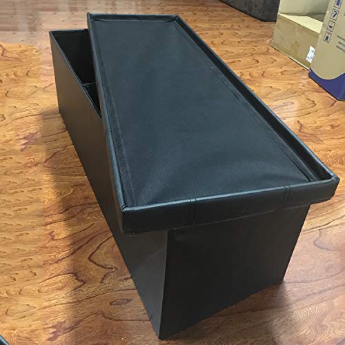 AuAg  43" Folding Storage Ottoman Bench Faux Leather Toy Box/Chest Coffee Table/Foot Rest/Storage Easy to Assemble (Black, 43") - Thumbnail 6