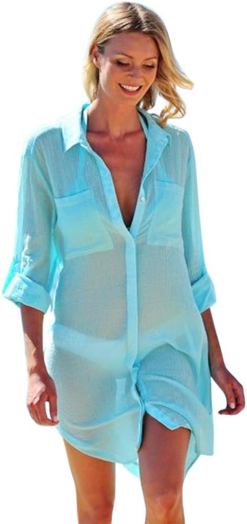 TAORE Womens Tops Womens Cotton Beachwear Cover Up Skirt Bathing Suit T-Shirt