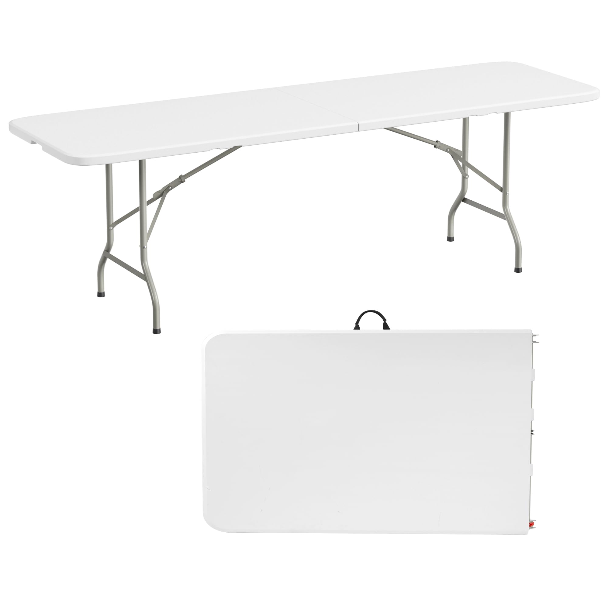 Photo 1 of Elevon Folding Table, 8 Feet Heavy Duty Fold-in-Half Utility Table Indoor Outdoor for Camping, Picnic, Party