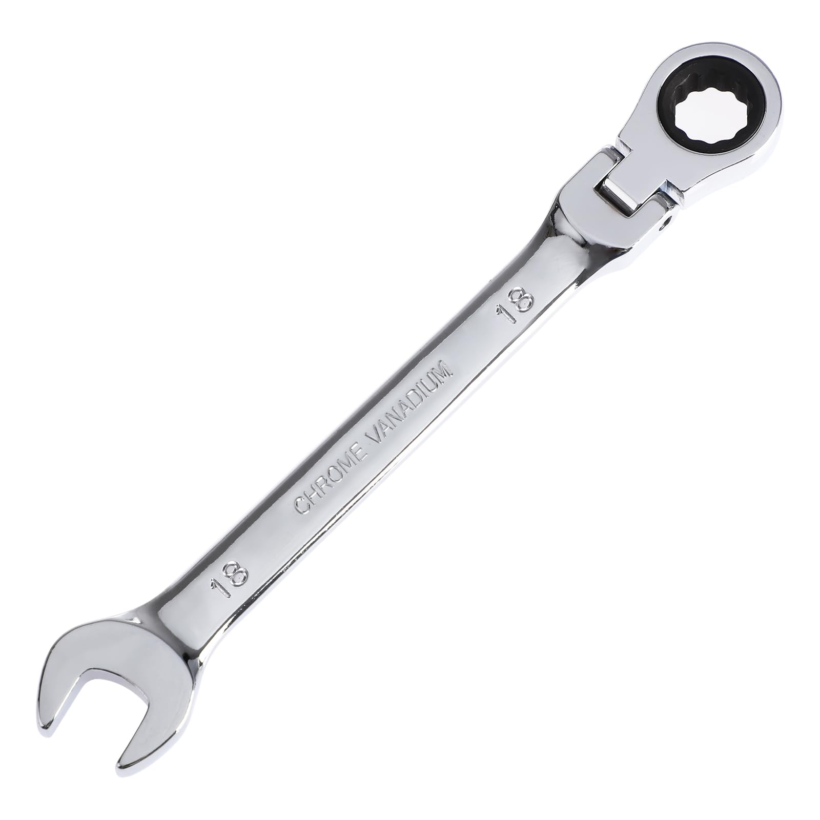 Photo 1 of Pilida 18mm Ratcheting Combination Wrench 12 Point Metric Flex Head Gear Wrench Rachet Box End Spanner 72 Teeth Chrome Vanadium Steel