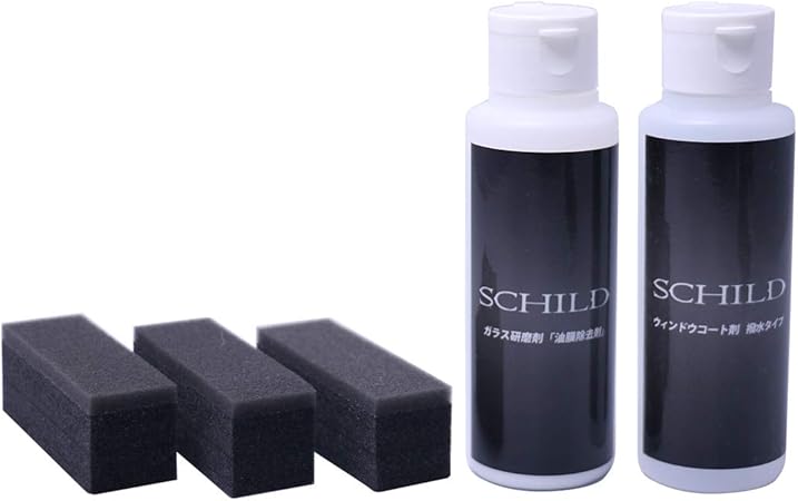 Amazon ウィンドウコート剤 ガラス研磨剤 コーティング塗り込みスポンジ3個 撥水コーティング剤 3点セット カーシャンプー ボディクリーナー 車 バイク