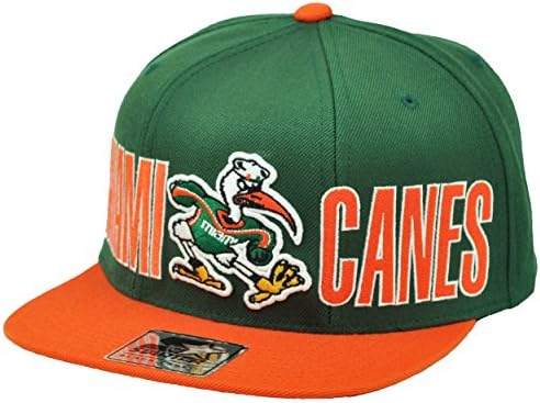 NCAA Starter Miami Hurricanes Snapback Hat Cap Green Canes Orange Flat Bill