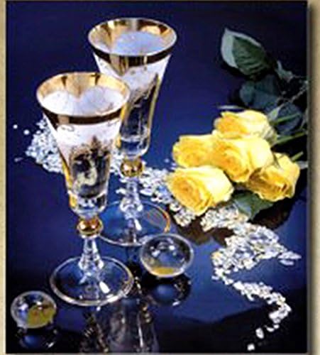 DIY 5D Diamond Painting | Beautiful Full Drill 16.9" x 22.8” Crystal Gold Roses &amp; Champagne Glass | Perfect Gift For Any Art Craft Enthusiast