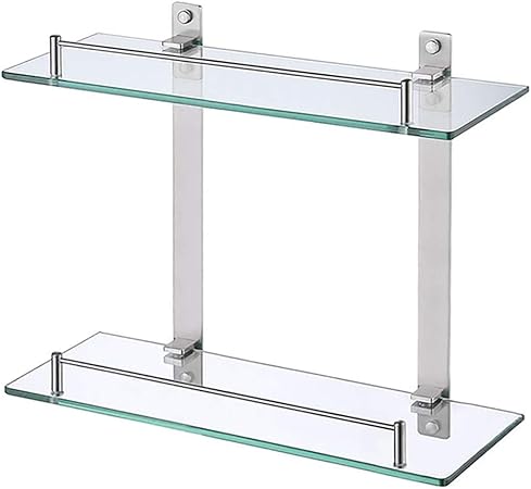 KES Glasregal Badregal Wandregal Glas Doppel SUS 304 Edelstahl