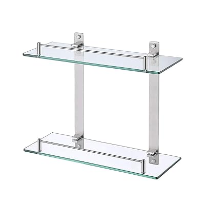 Double Glass Bathroom Shelf for Storage and Organization