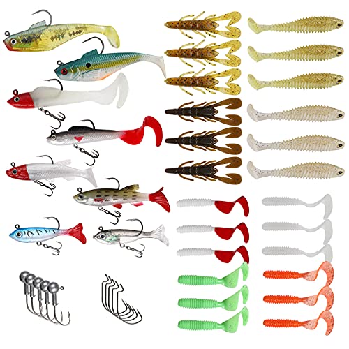 ZWMING Soft Fishing Lures Set, Jig Head Soft