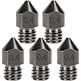 5PCS Hardened Steel MK8 Nozzle 0.4mm Hotend Extruder All Metal Nozzle for Ender 3s 3 Pro, CR-10 3D Printer 1.75mm Filament