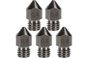 5PCS Hardened Steel MK8 Nozzle 0.4mm Hotend Extruder All Metal Nozzle for Ender 3s 3 Pro, CR-10 3D Printer 1.75mm Filament