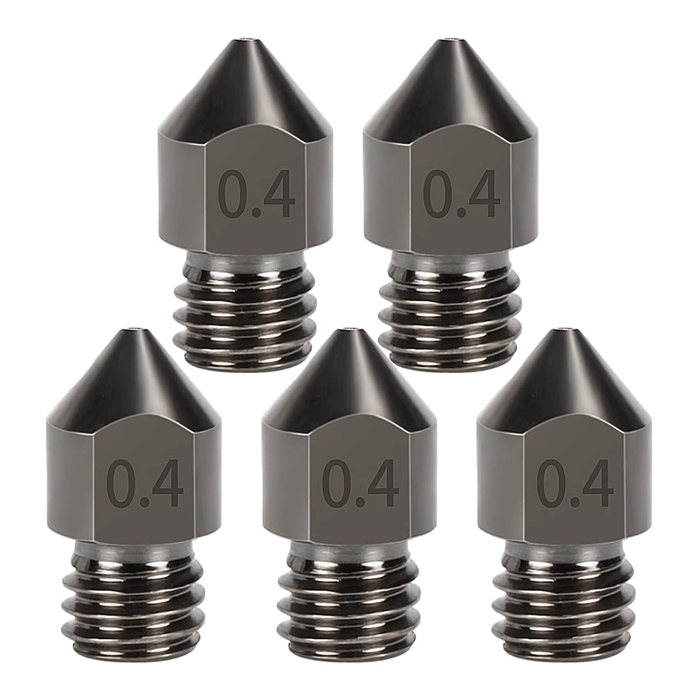 5PCS Hardened Steel MK8 Nozzle 0.4mm Hotend Extruder All Metal Nozzle for Ender 3s 3 Pro, CR-10 3D Printer 1.75mm Filament