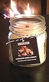 FIREWOOD - Crackling Wood Fire Soy Wax Fireplace Candle in Amber Jar with Black Lid 9 oz - Simply like no others. October 2018