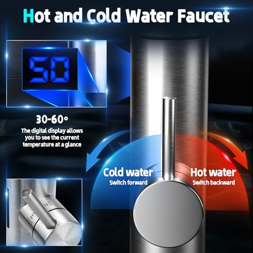 Jellybibo Electric Faucet with Water Heater, 220V 3000W Hot Water Tap Kitchen Faucet Smart Heater Water Heater for Kitchen Garden Bathroom RV Camping