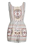 Choies Women's White Tribe Print Drawstring Waist Boho Romper Jumpsuit S