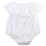 Charm Kingdom Baby Girl Romper Jumpsuit Off Shoulder Lotus Leaf Bodysuit Infant Clothes Outfit (80 (6-12M), White)