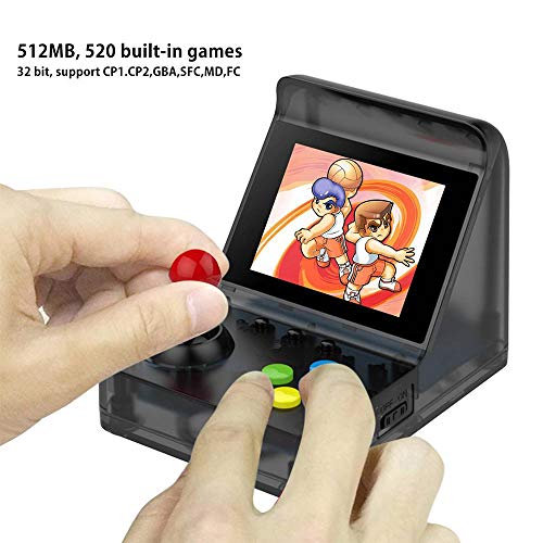 Mini Arcade Game, 3.0 Inch Retro Arcade Console Classic Handheld Video Games Home Travel Tiny Arcade Machines with 2 Controllers - Build in 520 Classic Games