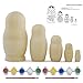 BestPysanky Set of 5 Unpainted Blank Wooden Russian Nesting Dolls with Paints & Template 5.75 Inches
