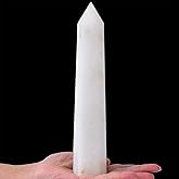 White Crystal Quartz Tower Obelisk Healing Crystal Stone Wand Large Reiki Meditation Gifts 1.1-1.7 LBS