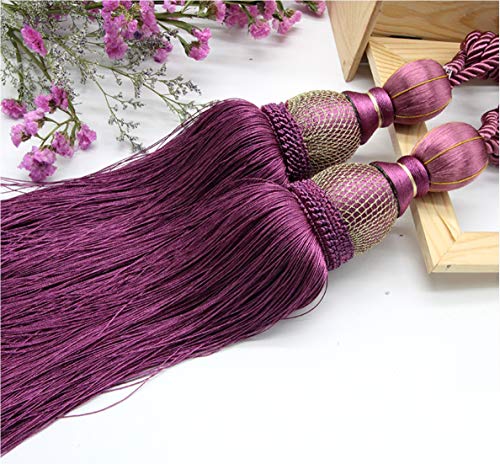 Inesun 1 Pair Tassels Curtain Tiebacks Home Decorative Window Drapery Ball Tassels Rope Holdbacks (Purple)