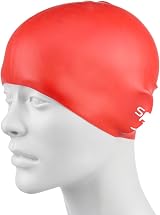 Speedo Unisex Youth Junior Plain Moulded Silicone Swimming Cap Red One Size view 9
