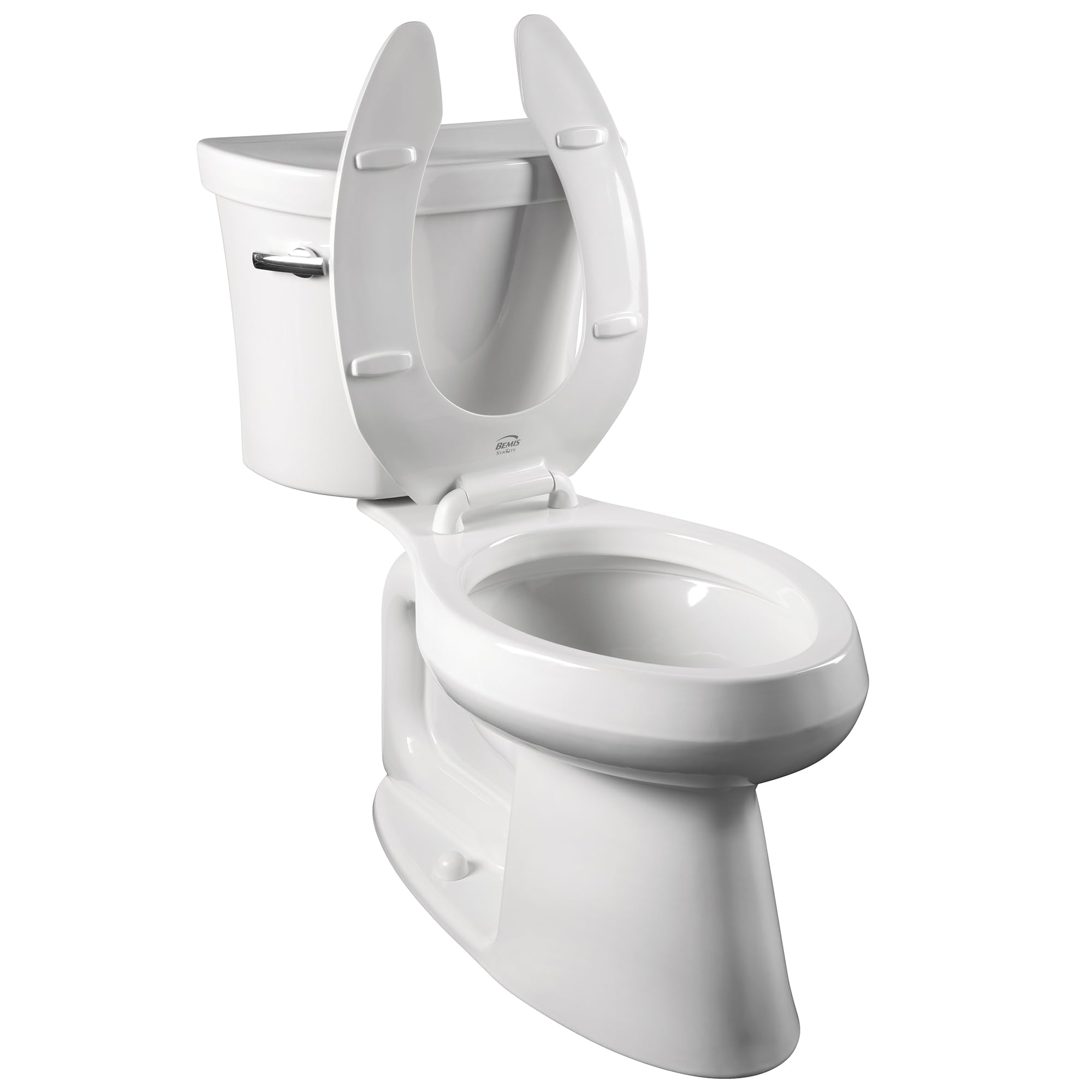 BEMIS 1955CT Commercial Open Front Plastic Toilet Seat, Heavy Duty Industrial Seat without Lid, Secure Installation for Long Lasting Use, Made in USA, Elongated, White