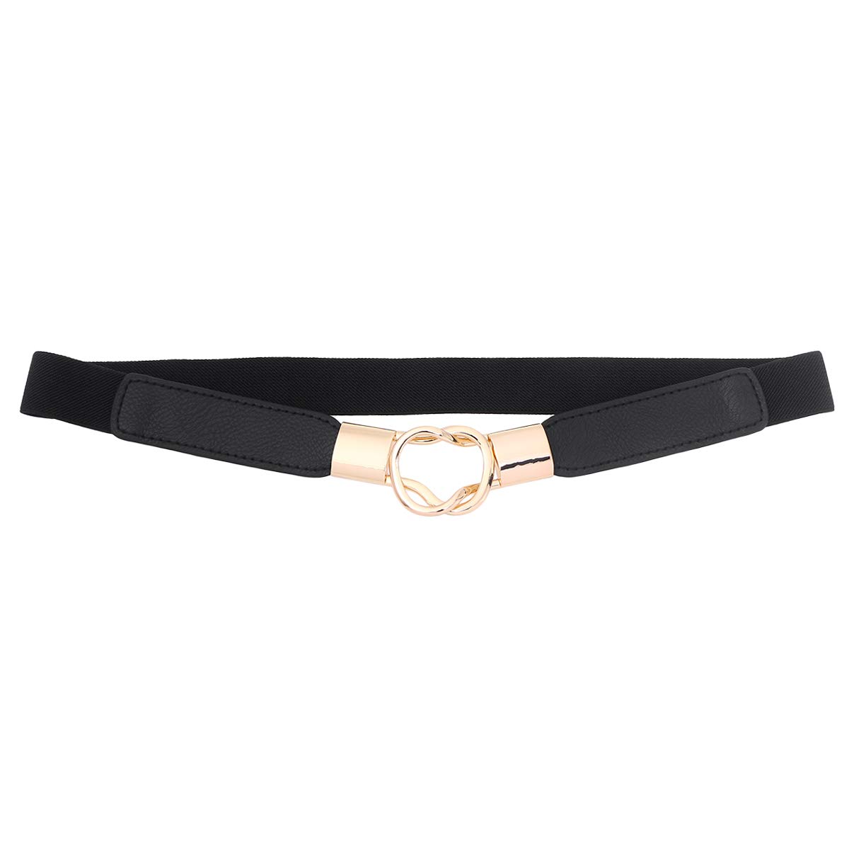 black elastic belt with gold buckle