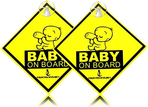 Inspiration "Baby On Board" with Suction Disks Sign, 2-Pack (5x5) (2pcs)