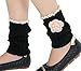 VAMEI Womens Leg Warmers Crochet Knit Boot Cuffs Medium Buttons Socks
