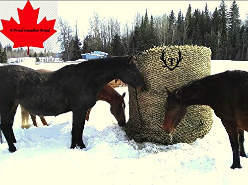 Tech Equestrian KNOTLESS Heavy Duty 5mm Thick Round Bale Slow Feed Hay Net 6x6 (Hole_Size_1.5 inches)