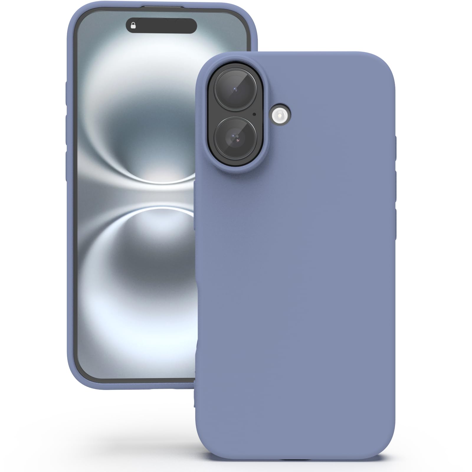 YATWIN Silicone Case for iPhone 16 Plus, Soft-Touch, Shockproof, DustProof, Antiskid Full Body Armour Phone Cover for Apple iPhone 16 Plus - Lavender Grey