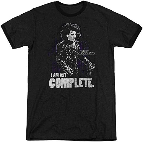 Edward Scissorhands Not Complete Mens Adult Heather Ringer Shirt Black Md