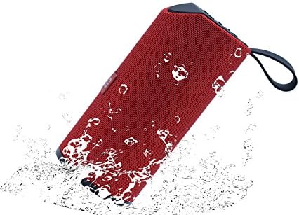 Portable Wireless Bluetooth Speakers,IPX5 Waterproof Splashproof Speaker with FM Radio and Bass;For Beach,Fishing,Biking,Outdoor,Home,Travel,Support Apple iPhone,iPad,Computer,Samsung. (Red)