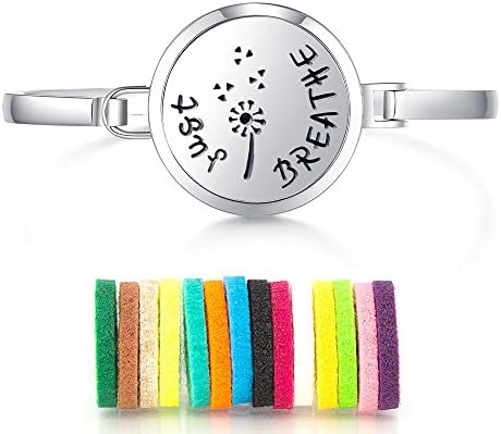 Mesinya 30mm Just Breathe Aromatherapy /316L s.steel Essential Oils Diffuser Locket bracelet bangle