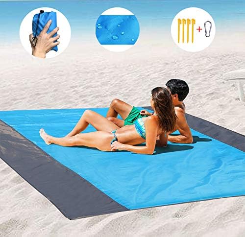 JessR Beach Blanket Sand Free Camping Mat Waterproof，Outdoor Travel Accessories & Portable Family Picnic Mat for Travel, Camping, Hiking and Music Festivals