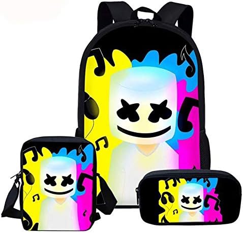 NEWXYX Printed Backpack With Three Pieces, Shoulder Bag and Pencil bag is Suitable for Primary and Secondary School Students (Music)