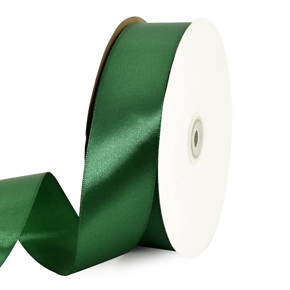 TONIFUL 1-1/2 Inch (40mm) x 100 Yards Dark Green Wide Satin Ribbon Solid Fabric Ribbon for Gift Wrapping Chair Sash Valentine's Day Wedding Birthday Party Decoration,1-1/2 inch ( 4cm )