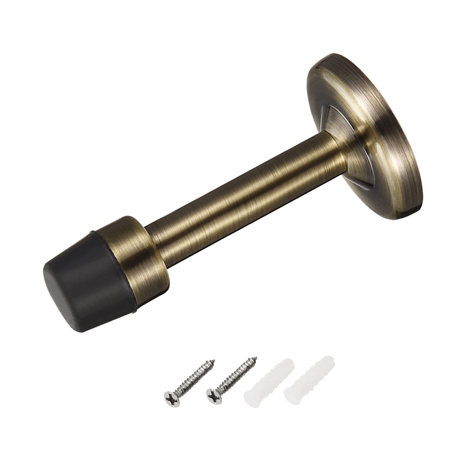 METALLIXITY Door Stop Wall Mount Door Stopper (78mm/3.07") 1pcs, Zinc Alloy Sound Dampening Door Stoppers with Screws - for Furniture Decor, Bronze Tone