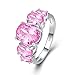 Psiroy 925 Sterling Silver Plated Created Pink Topaz Filled 5 Stone Engagement Ring Band Size 9