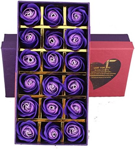 18 Bath Soap Rose Flower, SPANE Flora Scented Flower Set, Plant Essential Oil Soap, Gift for Valentine's Day / Mother's Day (Gradient purple)