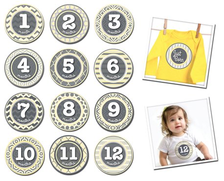 Sticky Bellies Baby Month Milestone Stickers Patterned Peanut