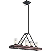 Kichler Colerne 46.5" 8 Light Linear Chandelier Clear Seeded Glass Auburn Stained, 21.00x46.50x10.75