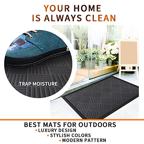 image for Mibao Durable Rubber Door Mat, Waterproof Non-Slip Easy Clean Low-Prof