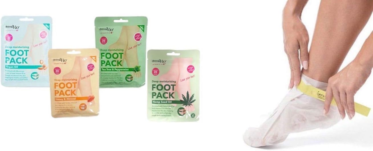 Derma V10 Foot Pack Mask (4 Pack) Deep Moisturising Tea Tree and Peppermint Oil - Image 4