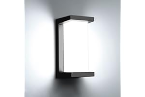 Juyace Porch Lights Outdoor Wall Sconce 18W 1800LM 6000K Modern LED Porch & Patio Lights Aluminum Exterior Light Fixture Matt Black IP65 Waterproof