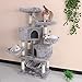 BEWISHOME Multi-Level Cat Tree Condo with Sisal Scratching Posts, Perches, Houses, Hammock and Baskets, Cat Tower Furniture Kitty Activity Center Kitten Play House Light Grey MMJ05Gthumb 1