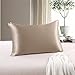 ZIMASILK 100% Pure Mulberry Silk Pillowcase for Hair and Skin Health,Soft and Smooth,Both Sides Premium Grade 6A Silk,600 Thread Count,with Hidden Zipper,1pc (King 20''x36'',Taupe)