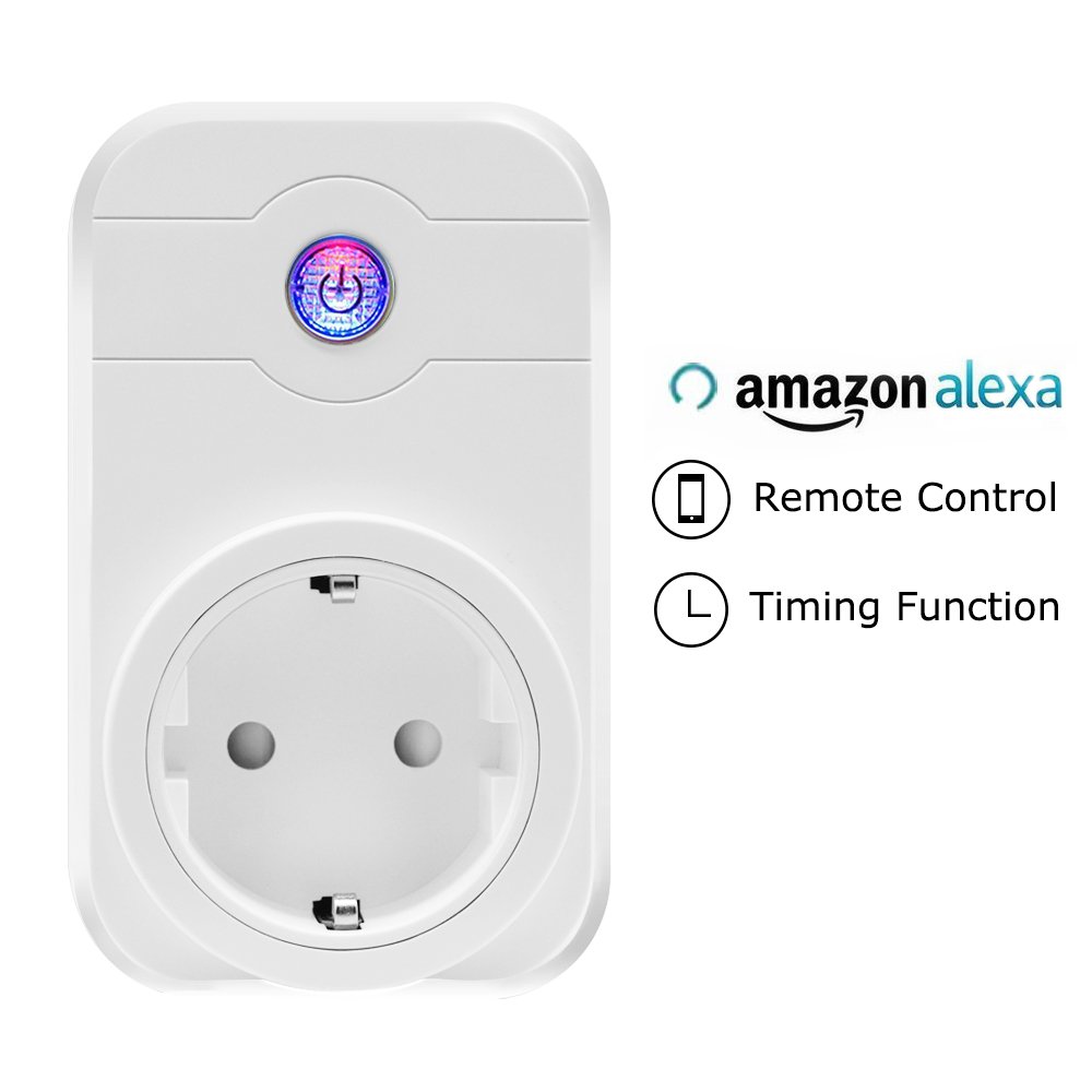 WiFi Smart Plug, LOBKIN Wireless Outlet Intelligente Timing-Buchse Kompatibel mit Alexa & Google Home, kein Hub erforderlich, Timing-Funktion, Remote Control Ihre Geräte überall (Weiß)