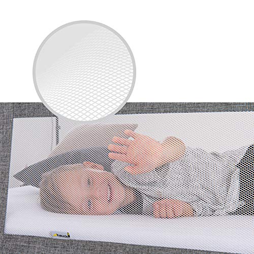 Hauck Sleep N Safe Plus XL Bed Guard for Toddler, 150 x 50 x 44 cm, Foldable Bed Rail for Travel 77 x 6 x 45 cm, Grey