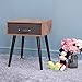 IWELL Mid-Century Nightstand, Wooden End Table with Drawer, Side Table for Small Spaces & Bedroom, Solid Wood Legs Decent Furniture, Brown