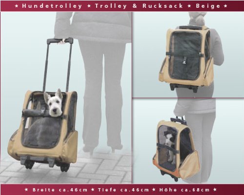 Hundetrolley / Transport für Hunde / Trolley & Rucksack XL Beige